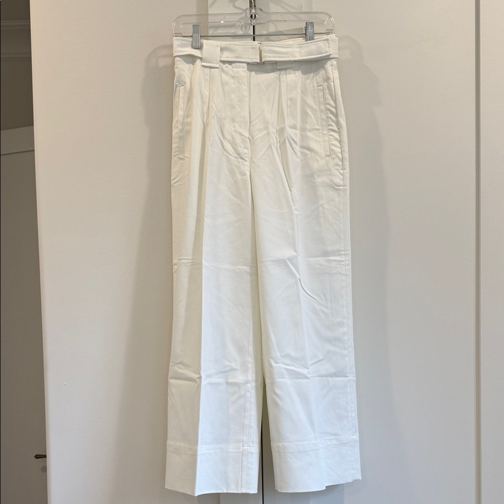 Banana Republic White Wide-Leg Pleated Pants